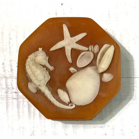 Vintage Design Gifts Soapstone Sea Horse Shells Starfish Trinket Box - Picture 1 of 11